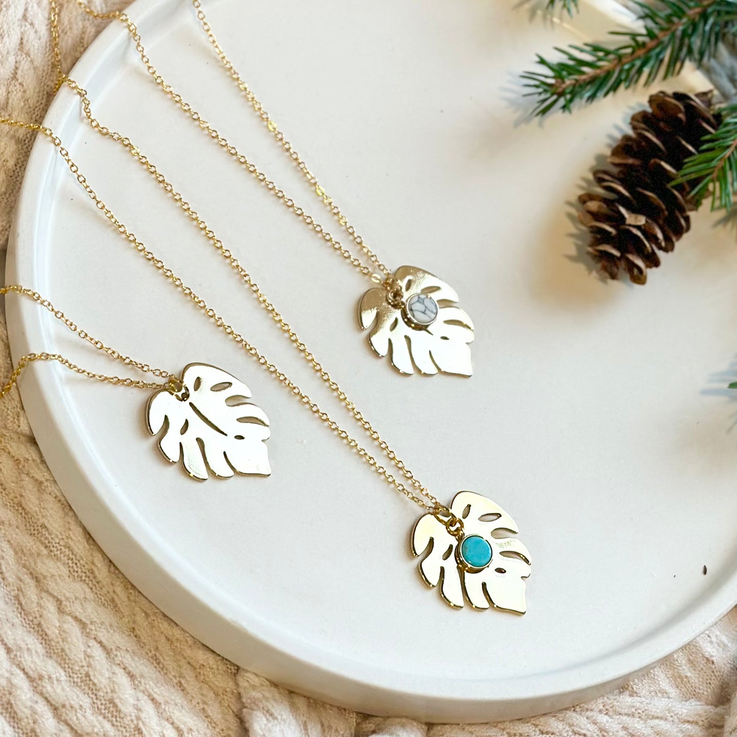 Gold Monstera Necklace