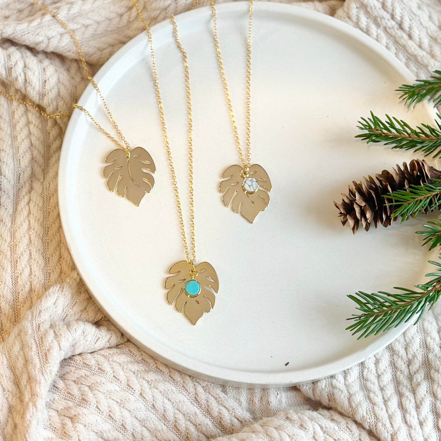 Gold Monstera Necklace