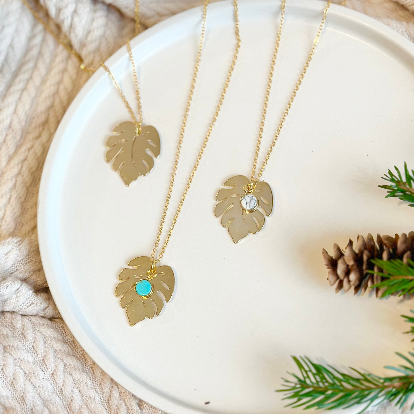 Gold Monstera Necklace