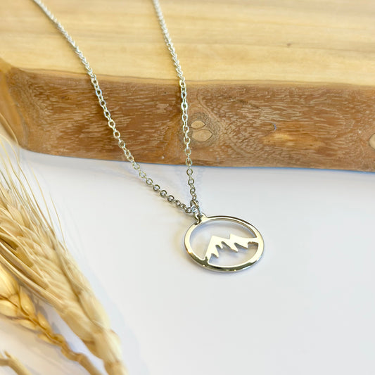 Silver Plated Mountain Silhouette Necklace