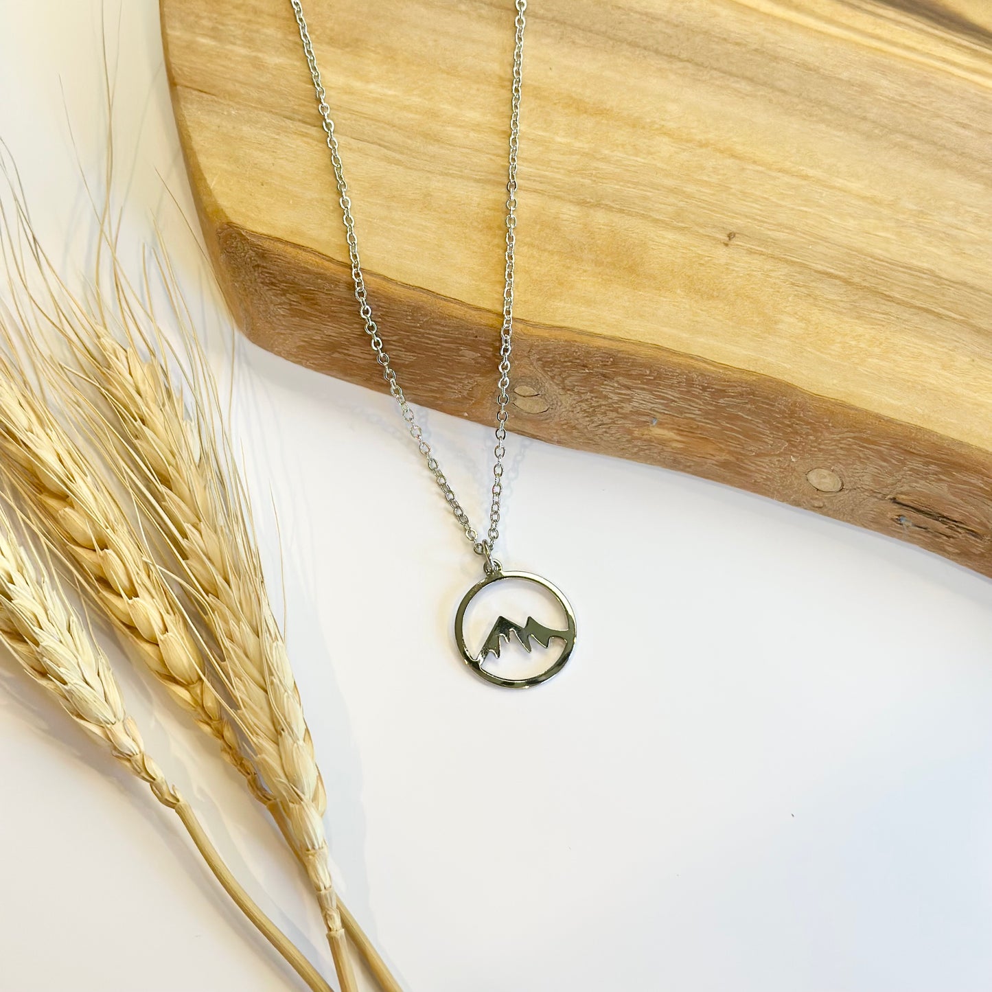 Silver Plated Mountain Silhouette Necklace