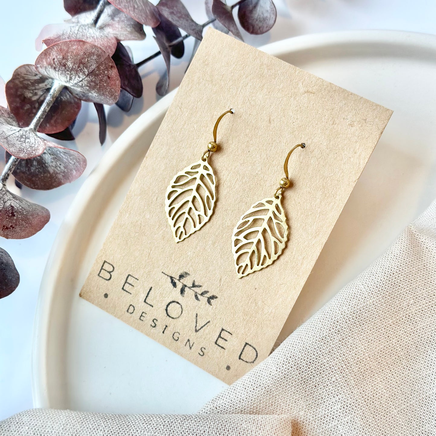 Brass Leaf Earrings