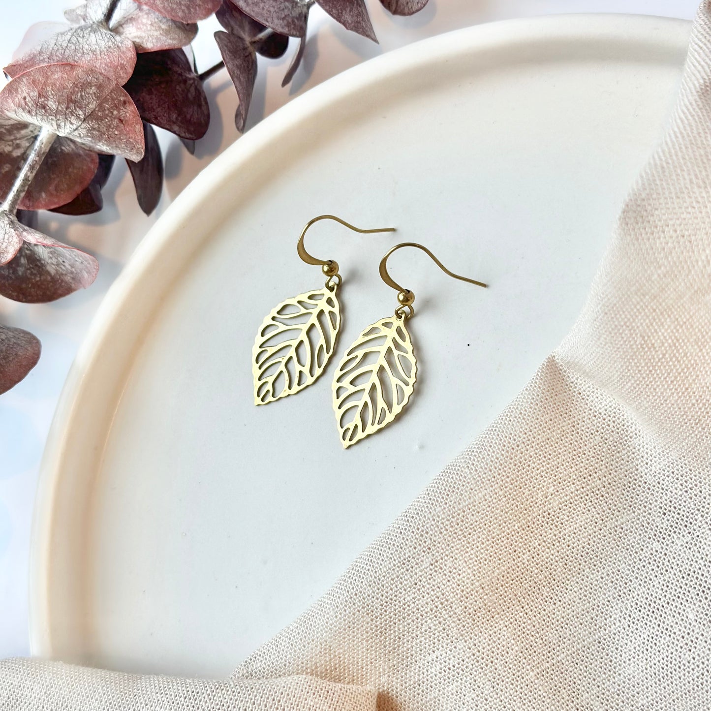 Brass Leaf Earrings