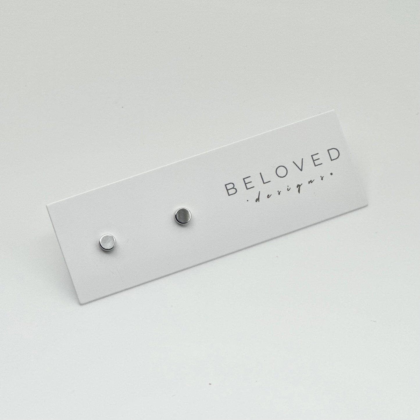 Disc Stud Earrings | Rhodium