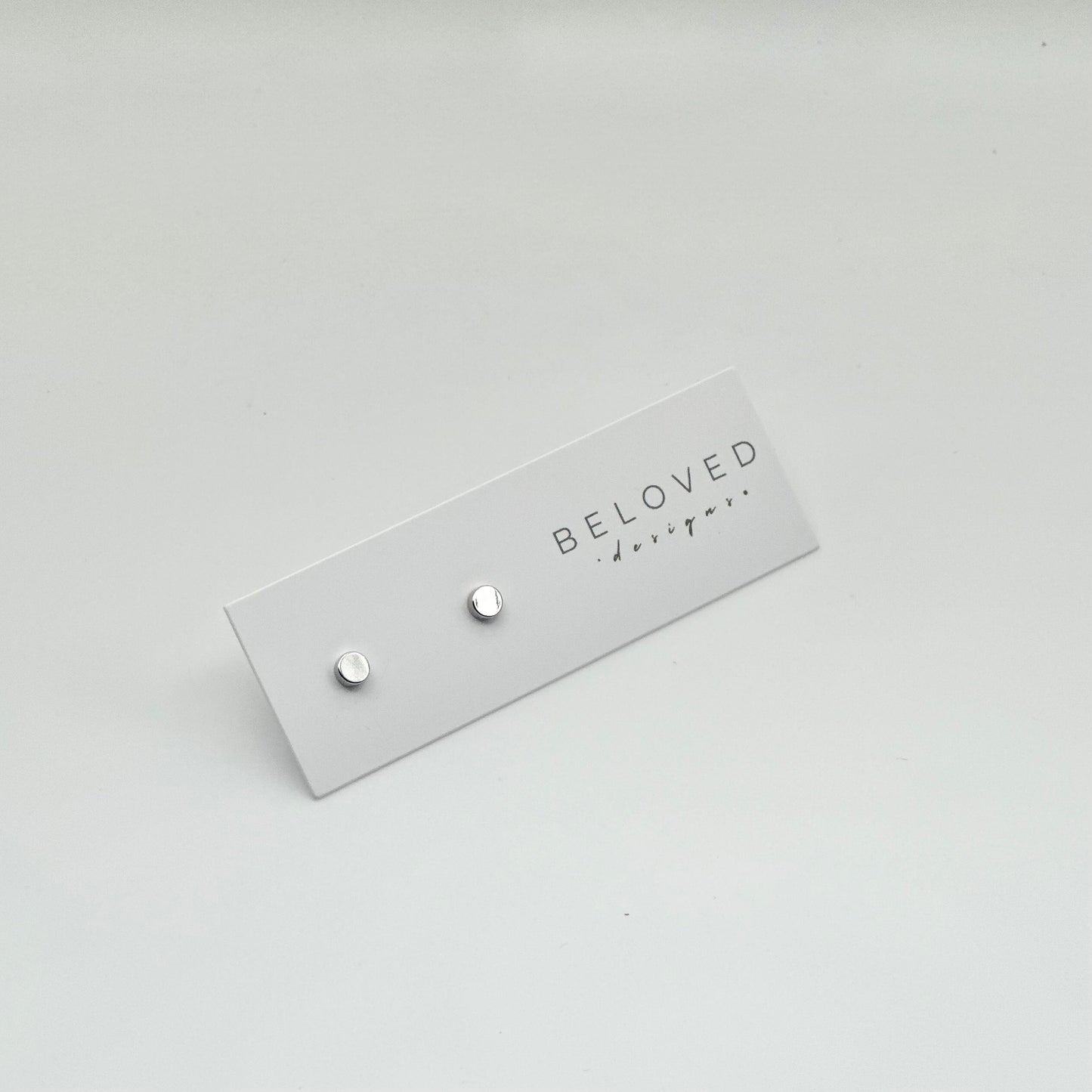 Disc Stud Earrings | Rhodium