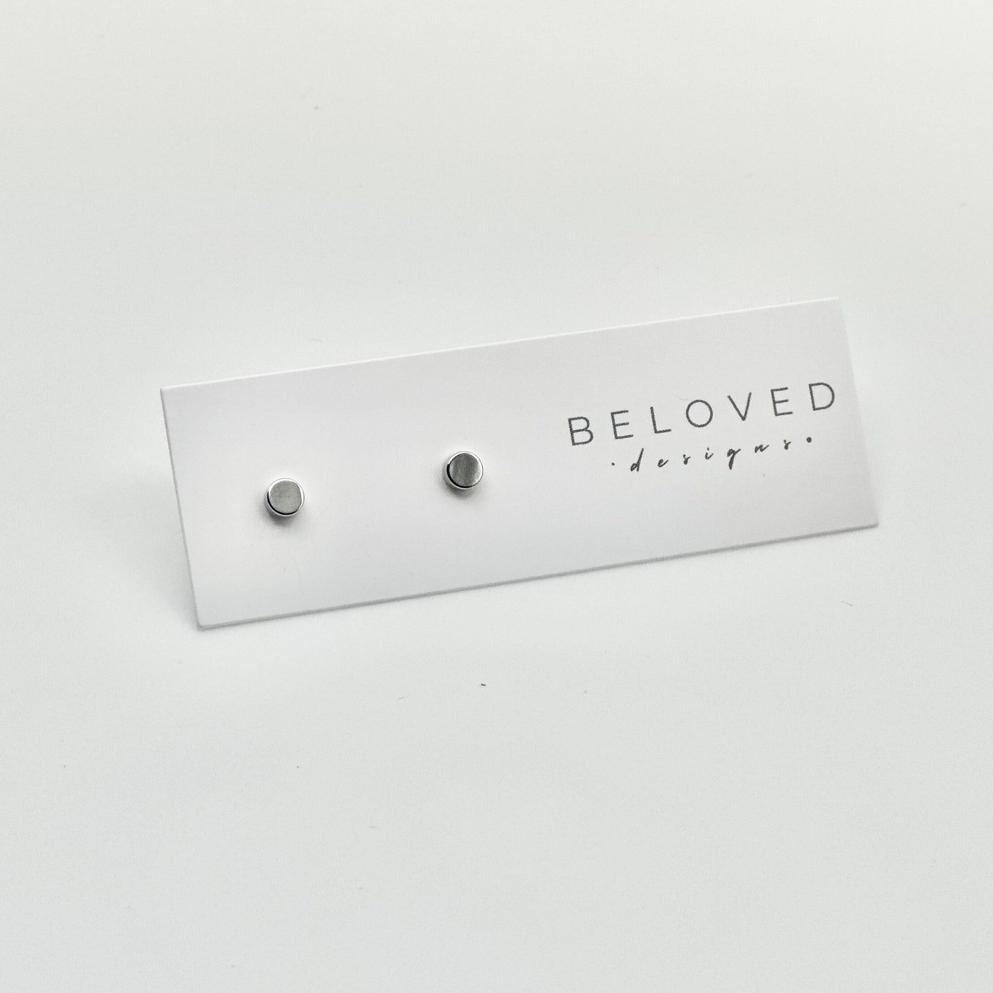 Disc Stud Earrings | Rhodium