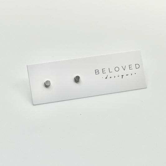 Disc Stud Earrings | Rhodium