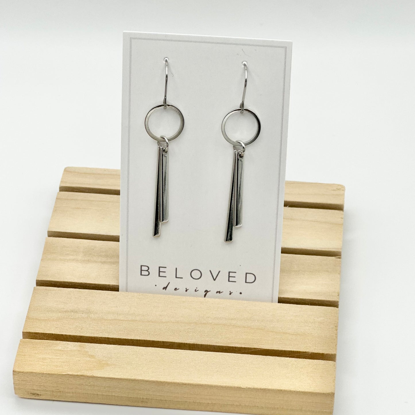 Hoop + Double Bar Earrings | Rhodium