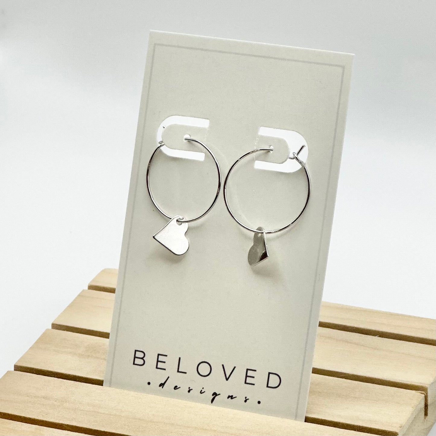 Heart + Hoop Earrings | Rhodium