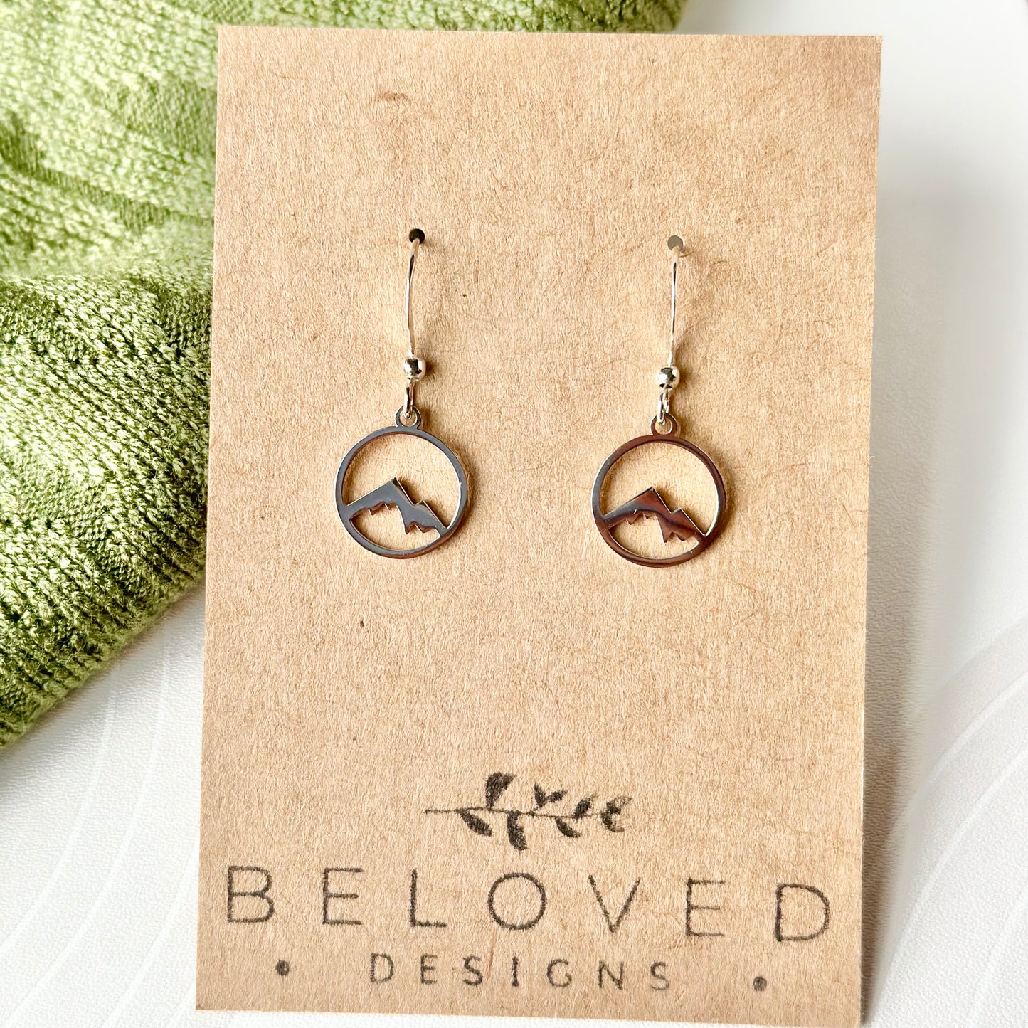 Silver Plated Mountain Silhouette Earrings - Petite