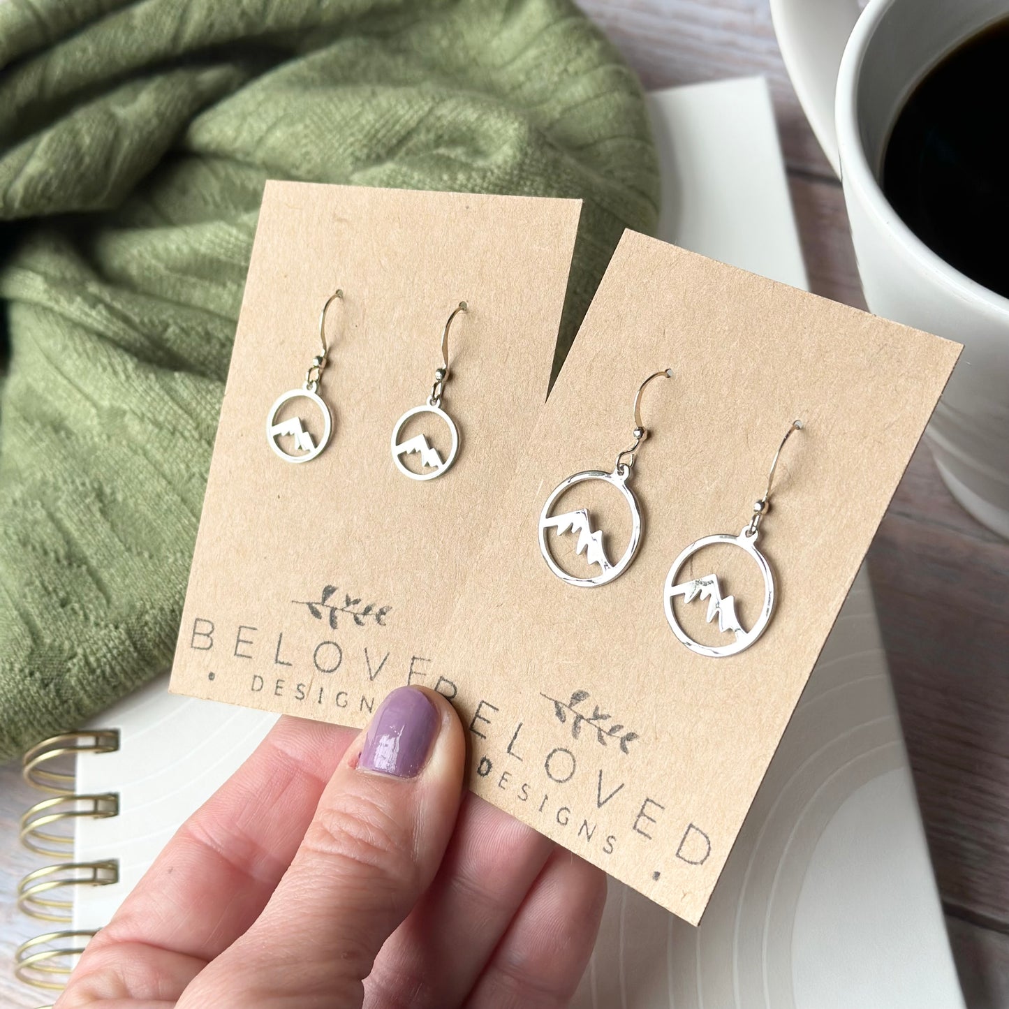 Silver Plated Mountain Silhouette Earrings - Petite