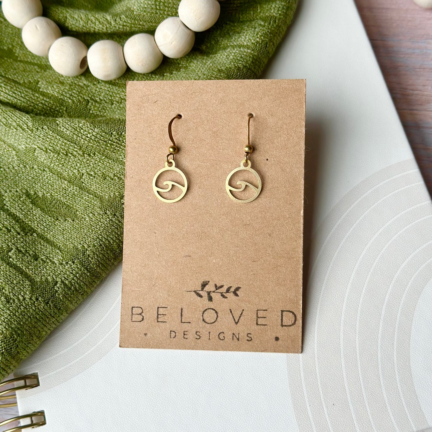 Brass Wave Silhouette Earrings - Petite