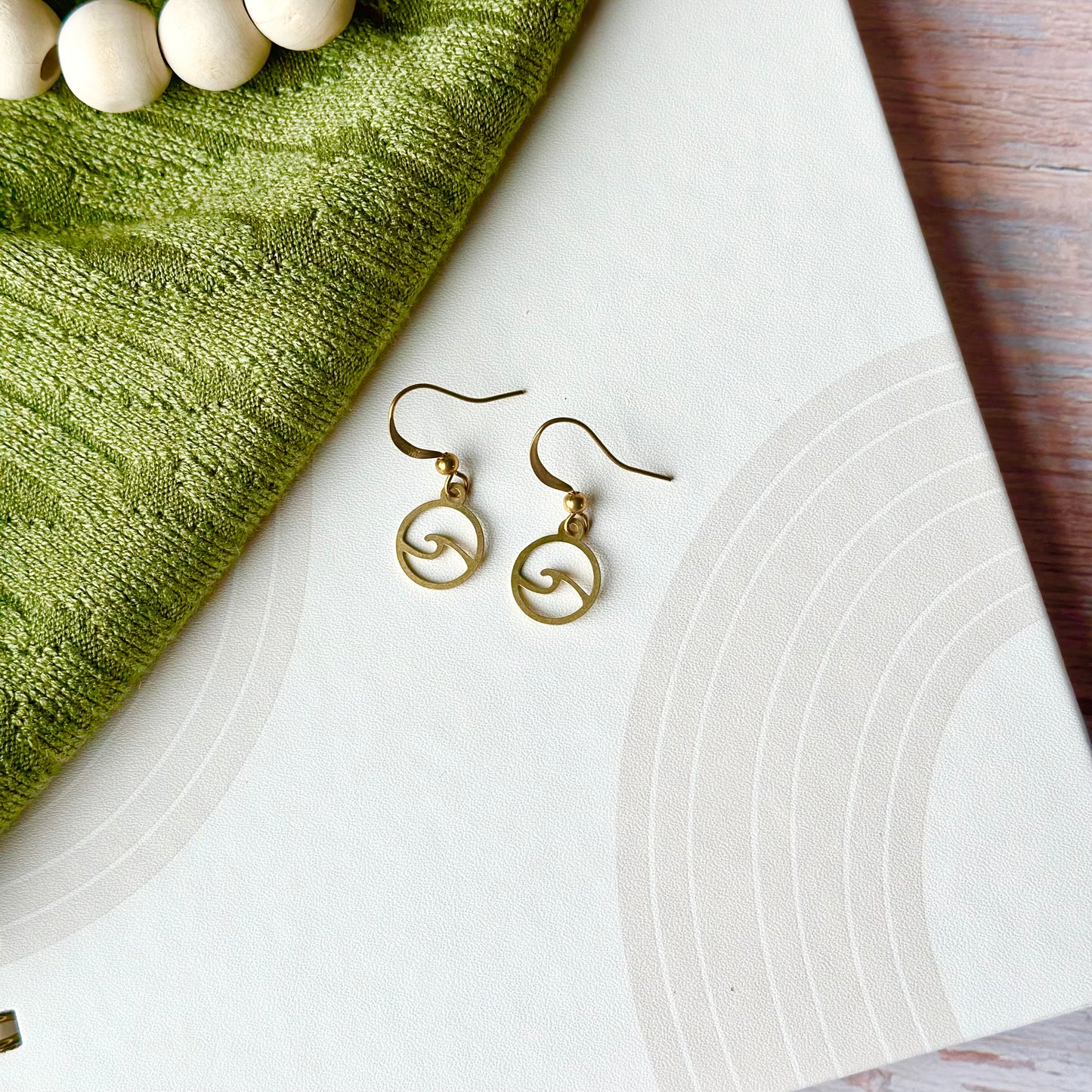 Brass Wave Silhouette Earrings - Petite