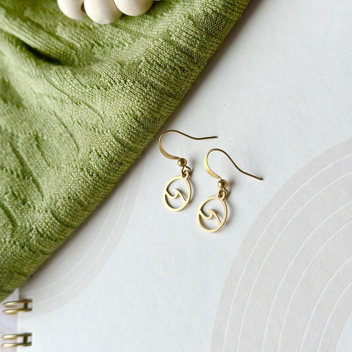 Brass Wave Silhouette Earrings - Petite