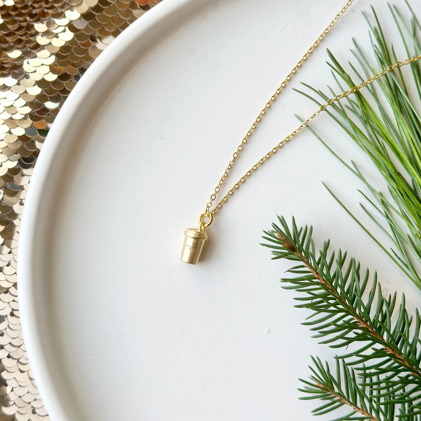 Gold Coffee Cup Necklace