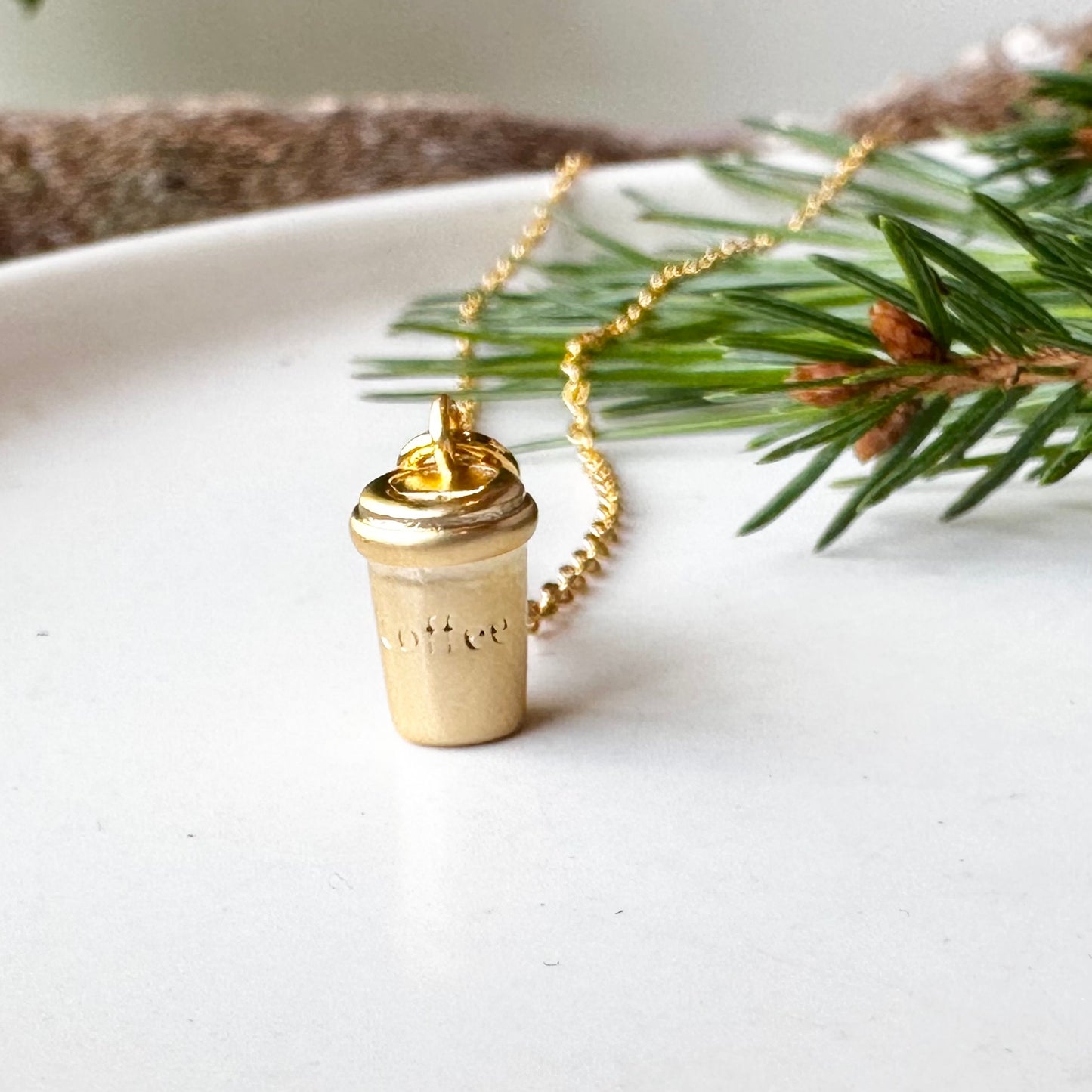 Gold Coffee Cup Necklace