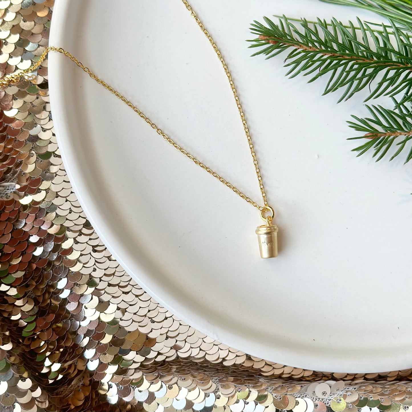 Gold Coffee Cup Necklace