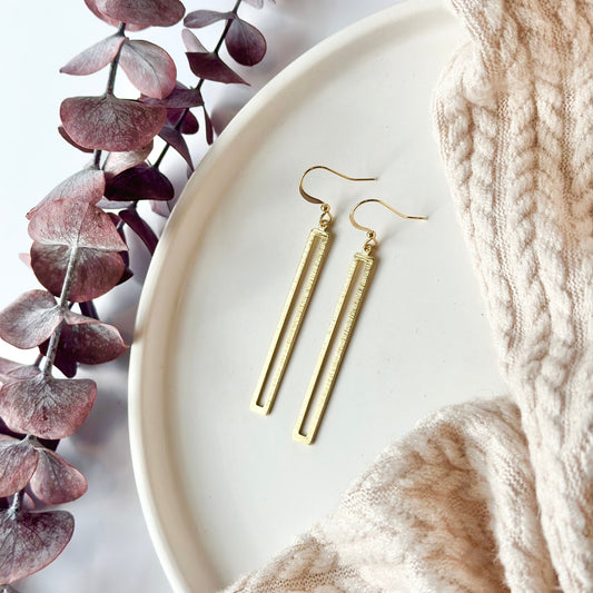 Brushed Brass Bar Earrings