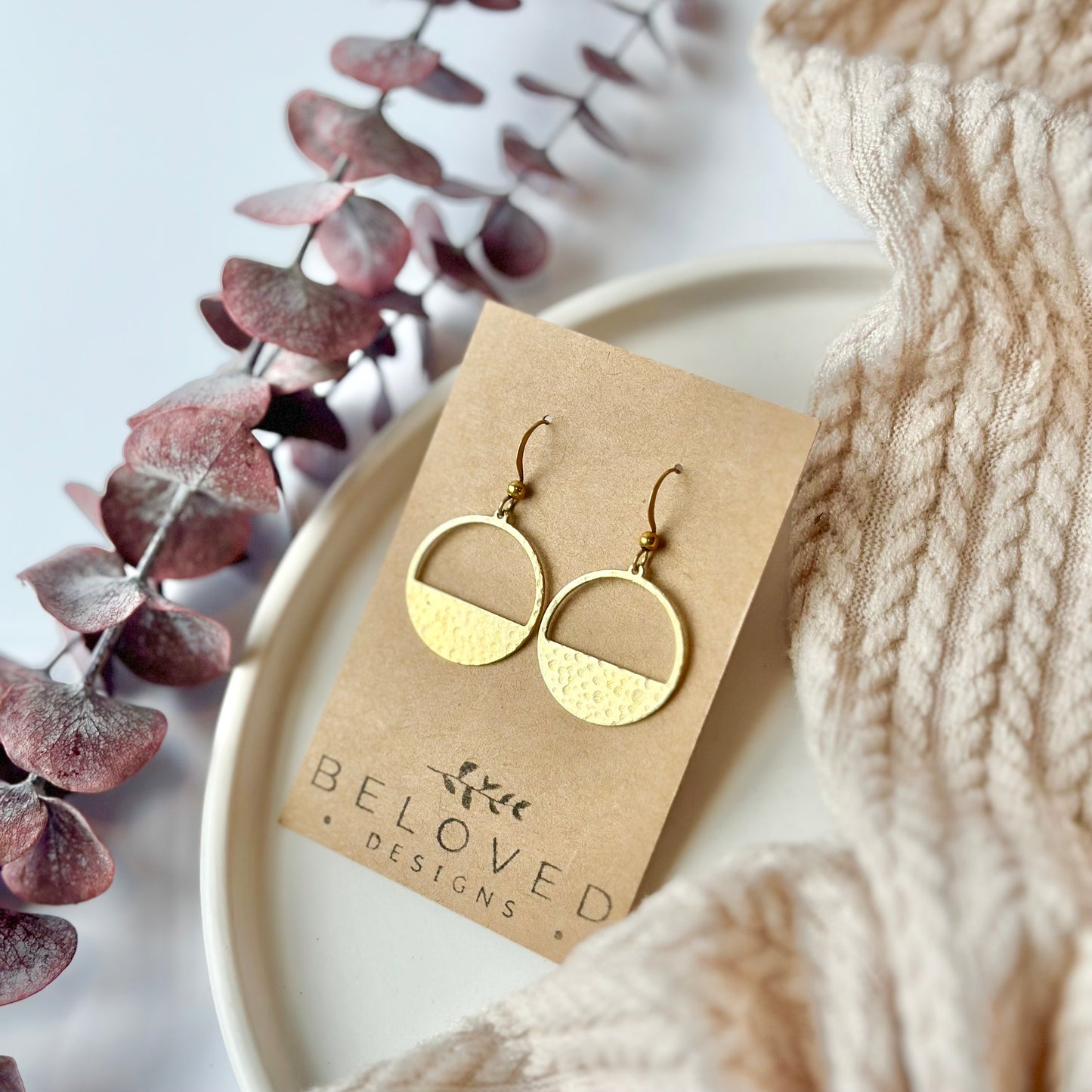 Hammered Brass Hoop Earrings