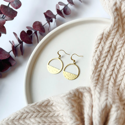 Hammered Brass Hoop Earrings