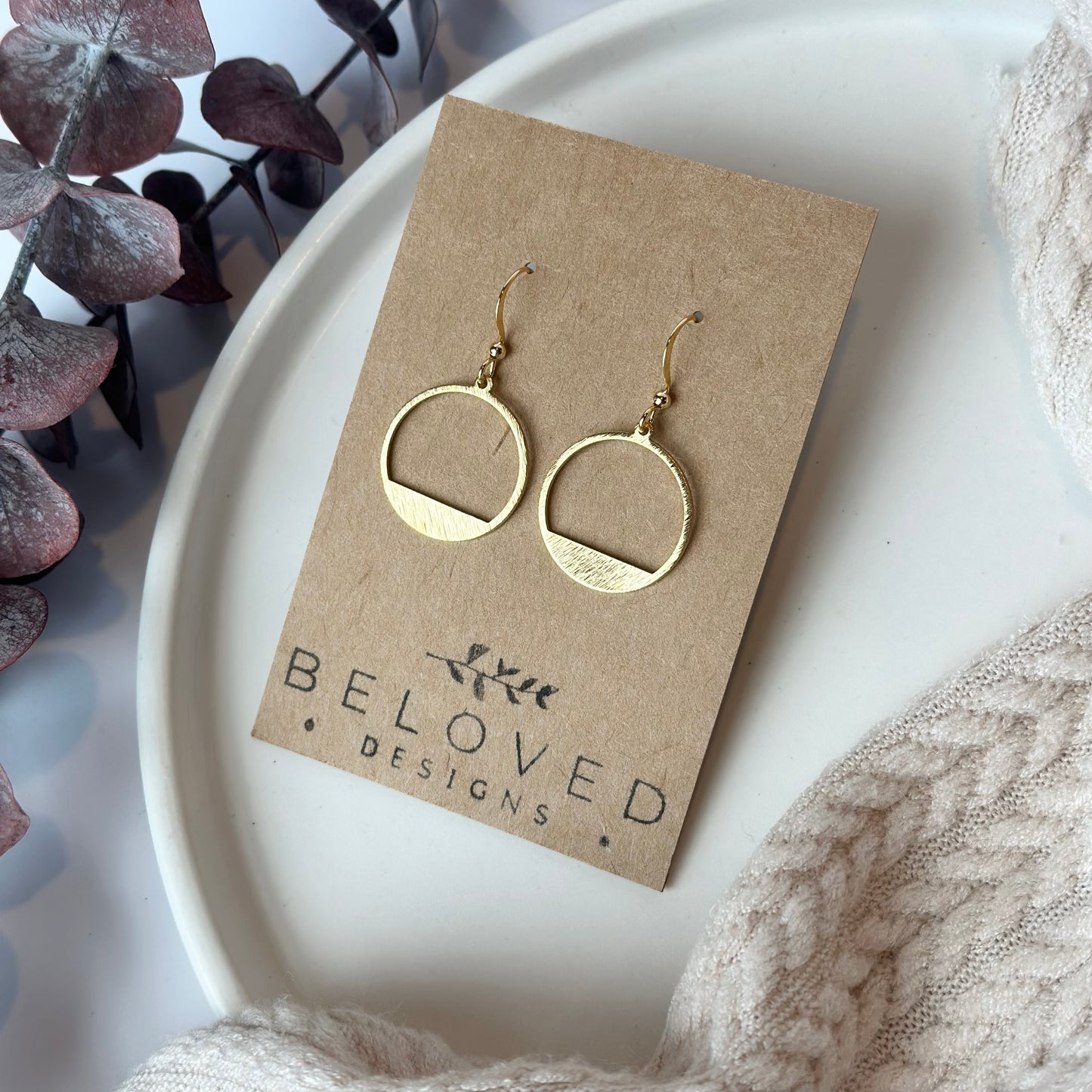 Brushed Brass Hoop Earrings