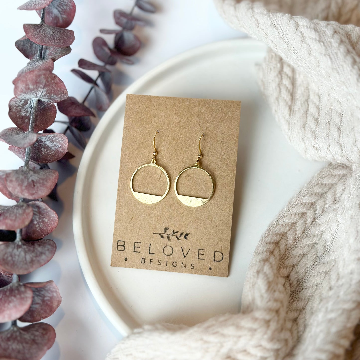 Brushed Brass Hoop Earrings