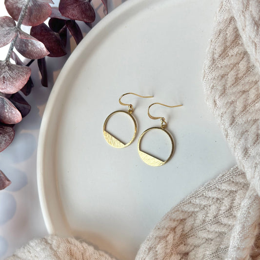 Brushed Brass Hoop Earrings