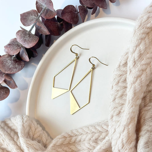 Brass Diamond Statement Earrings