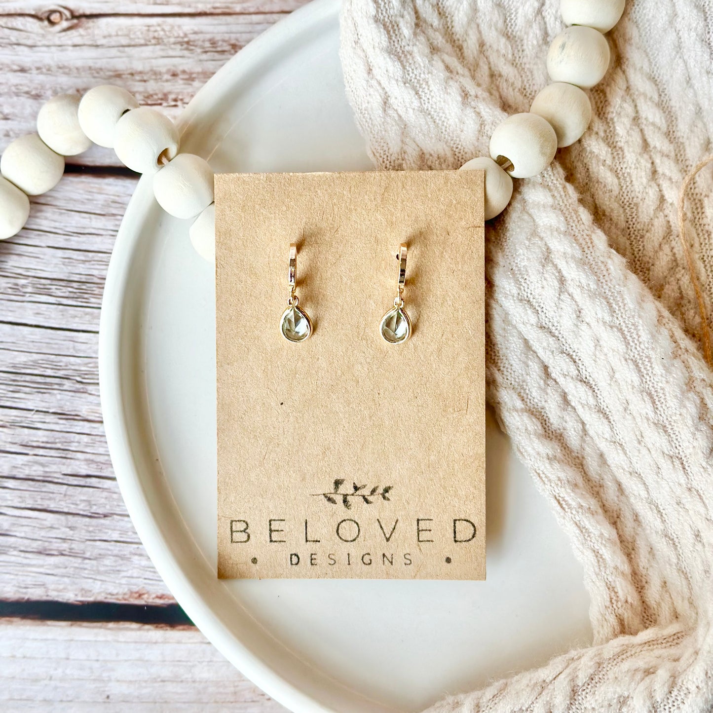 Gold Huggie + Ocean Blue Teardrop Earrings