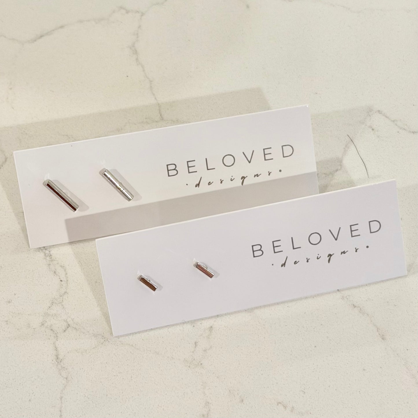 Bar Stud Earrings | Rhodium