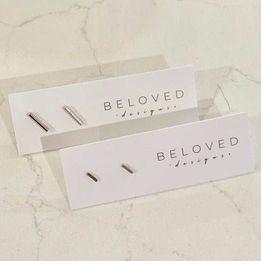 Bar Stud Earrings | Rhodium