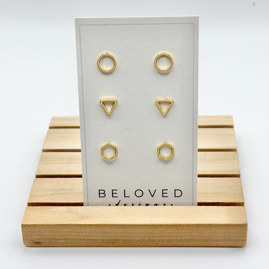 Triple Stud Earring Set 2 | Gold