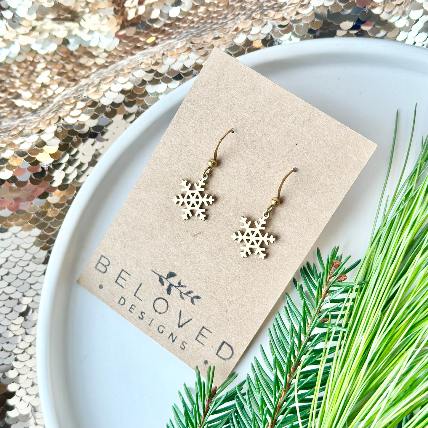 Brass Snowflake Earrings