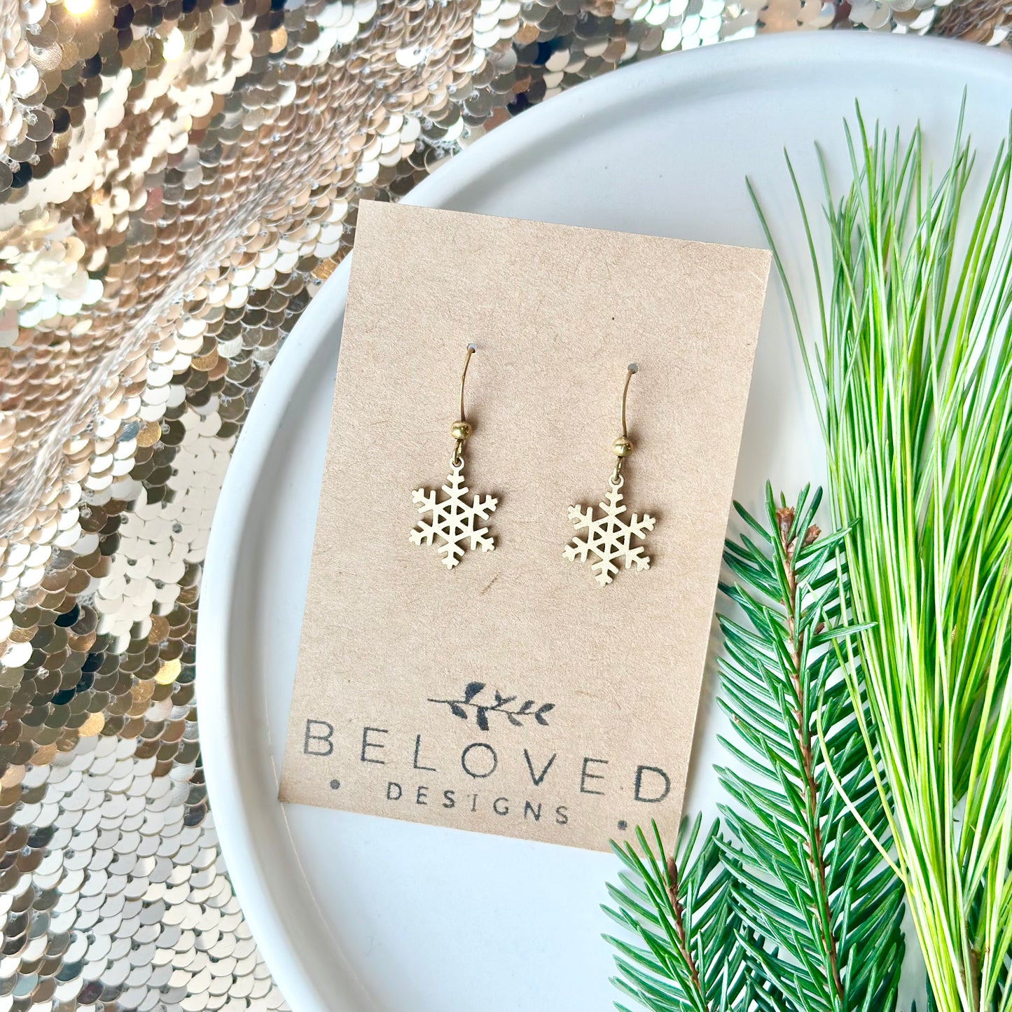 Brass Snowflake Earrings