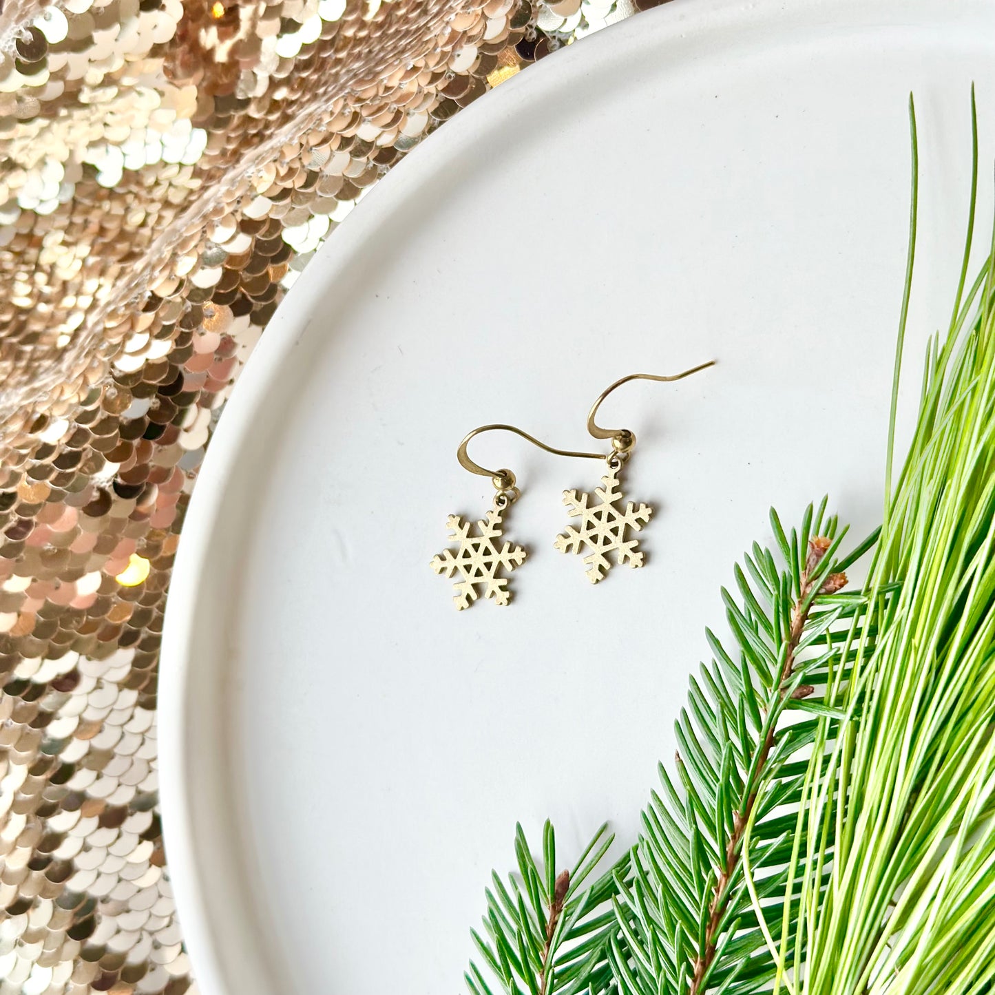 Brass Snowflake Earrings