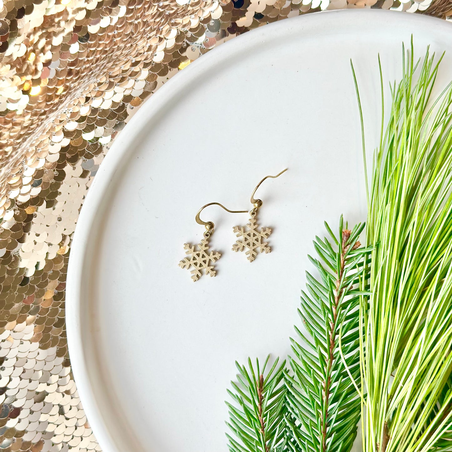 Brass Snowflake Earrings