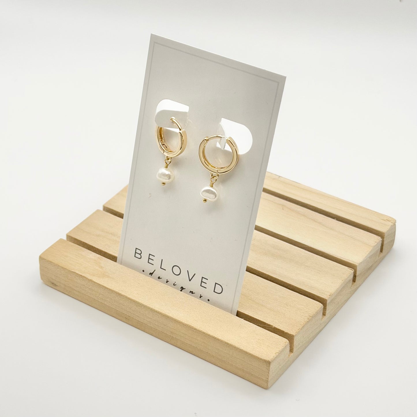 Gold Huggie + Pearl Earrings