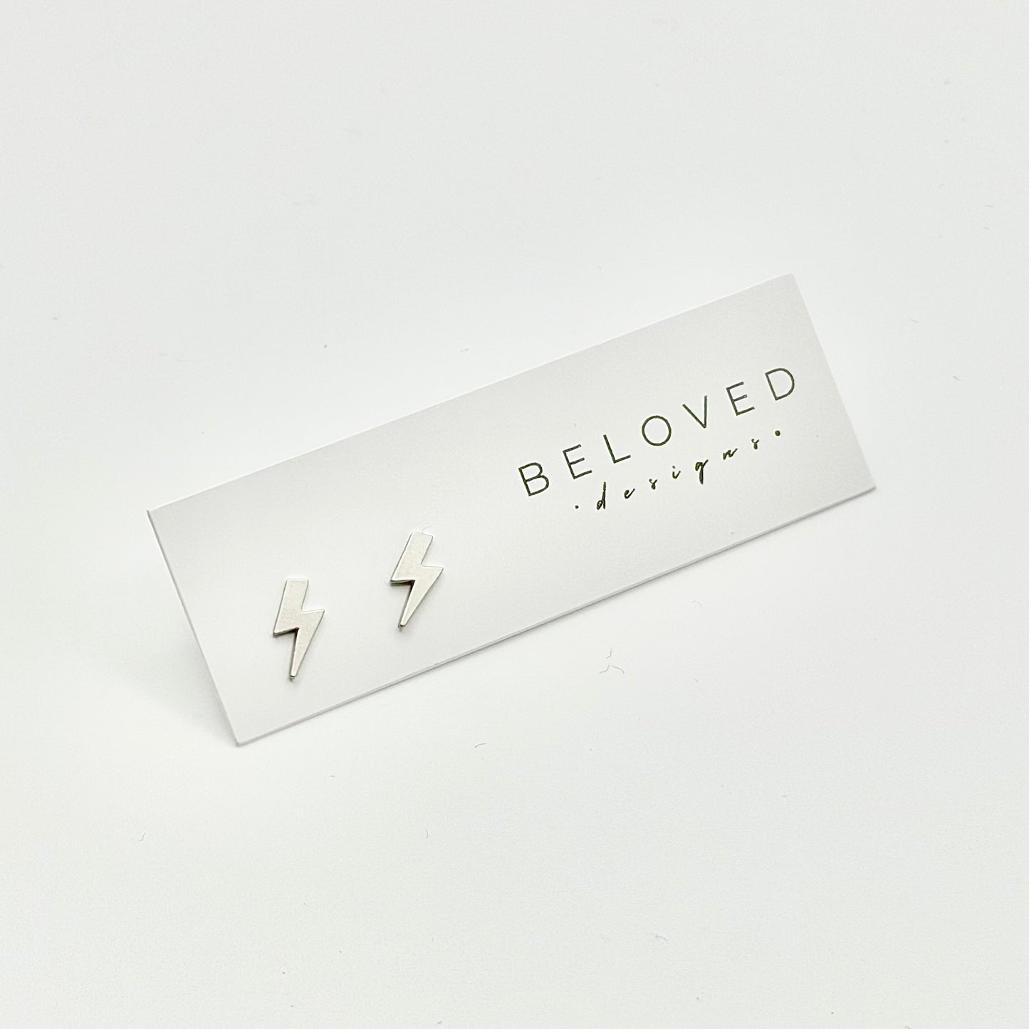 Lightning Stud Earrings | Brushed Rhodium