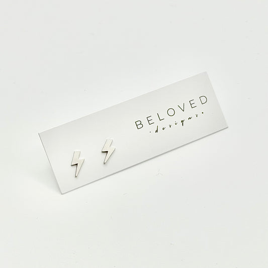 Lightning Stud Earrings | Brushed Rhodium