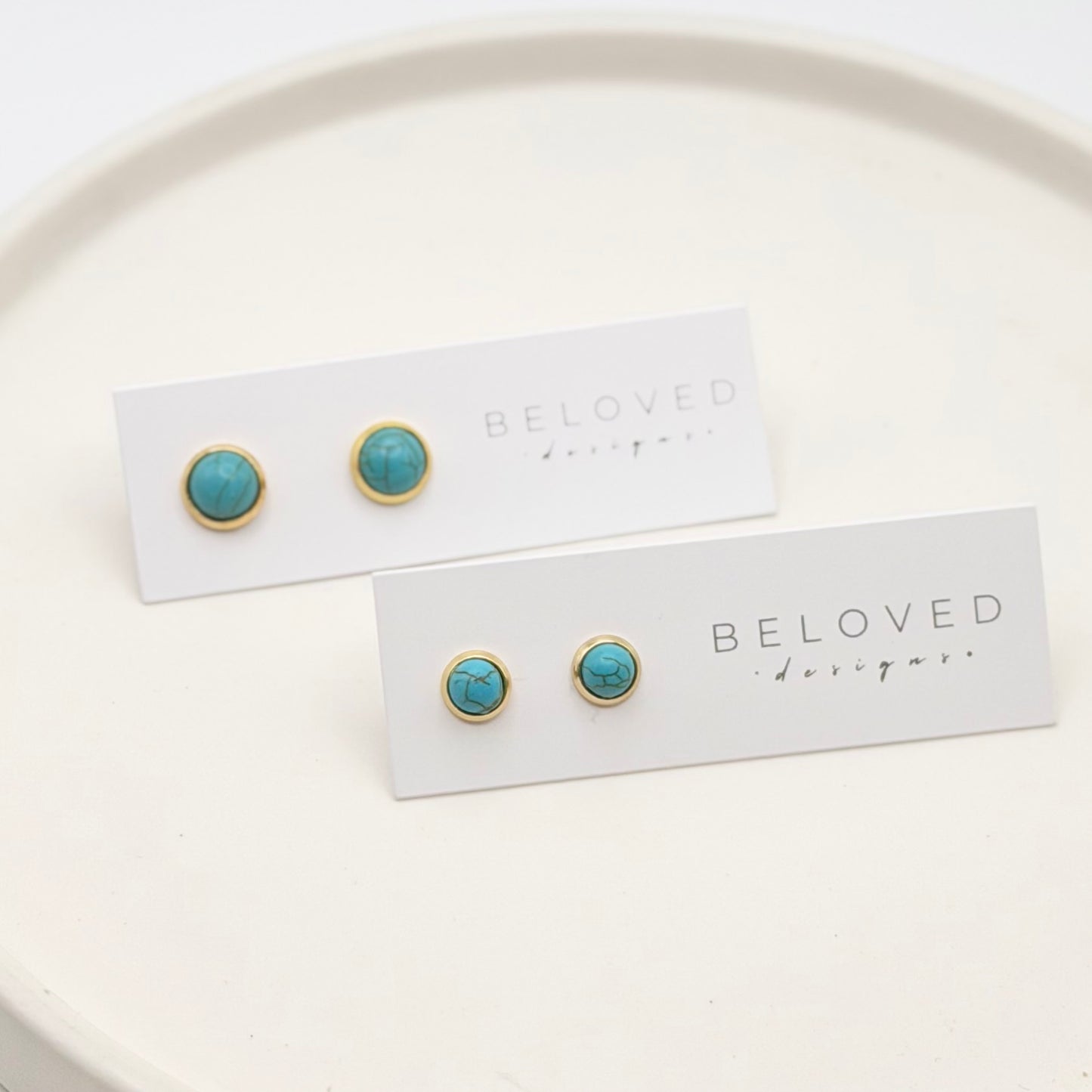 Turquoise Stud Earrings | Gold