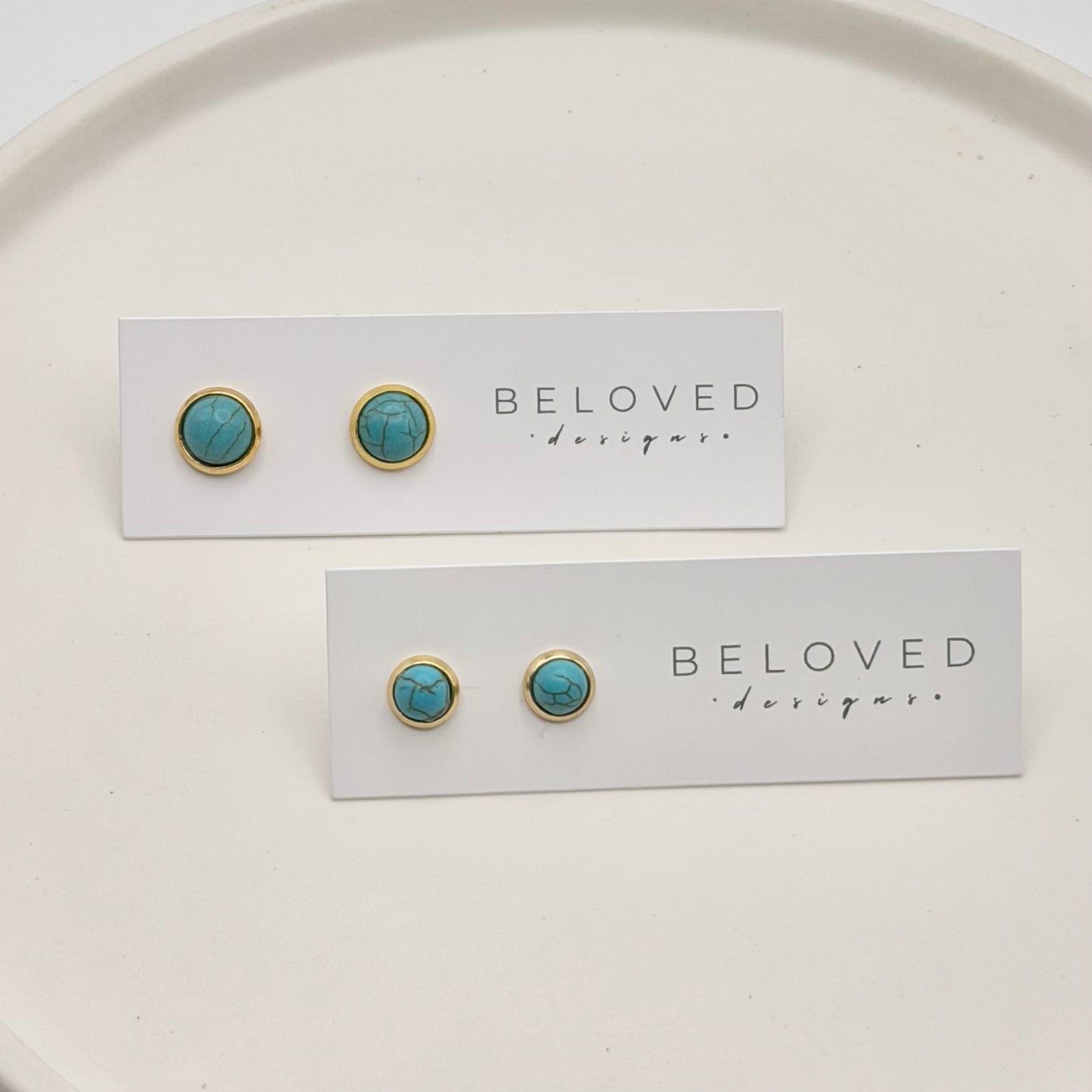 Turquoise Stud Earrings | Gold