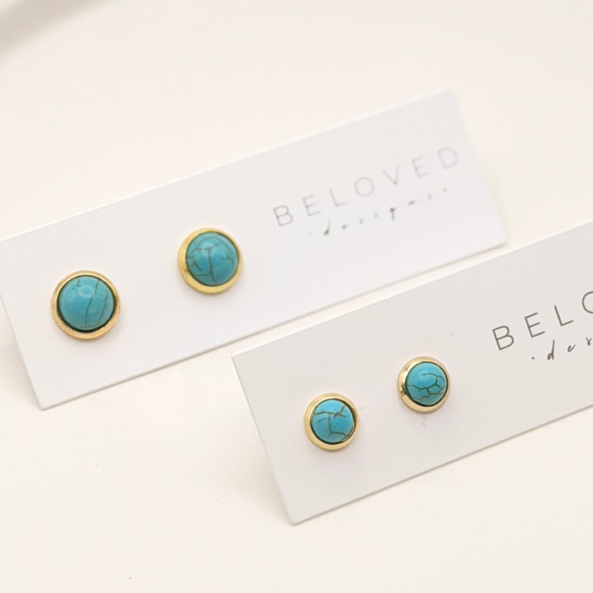 Turquoise Stud Earrings | Gold