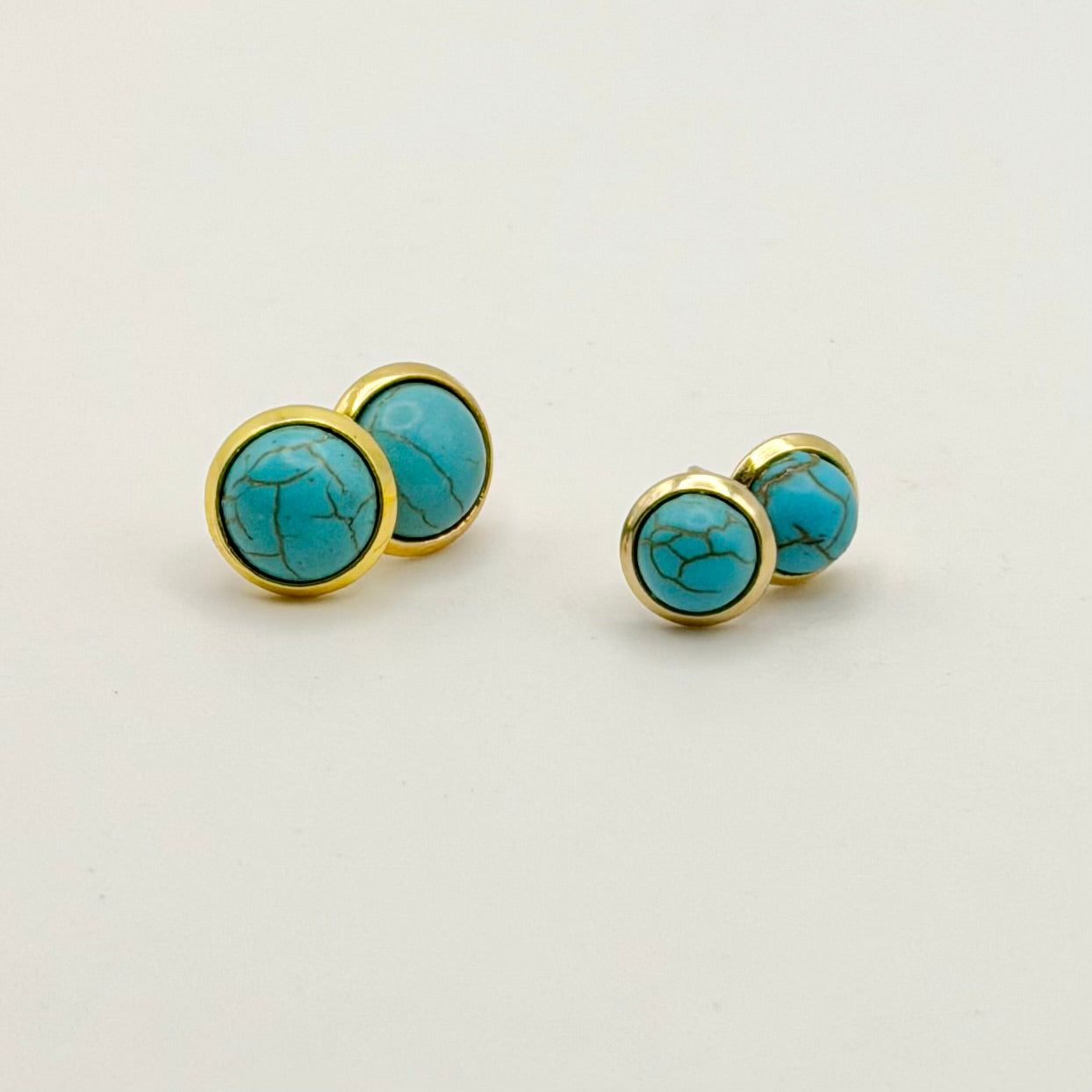 Turquoise Stud Earrings | Gold