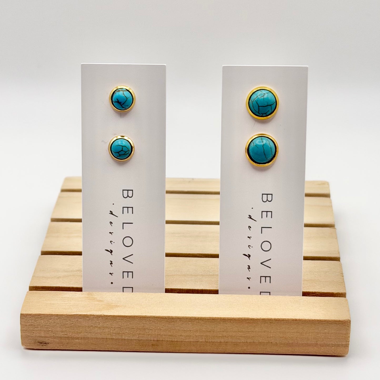 Turquoise Stud Earrings | Gold