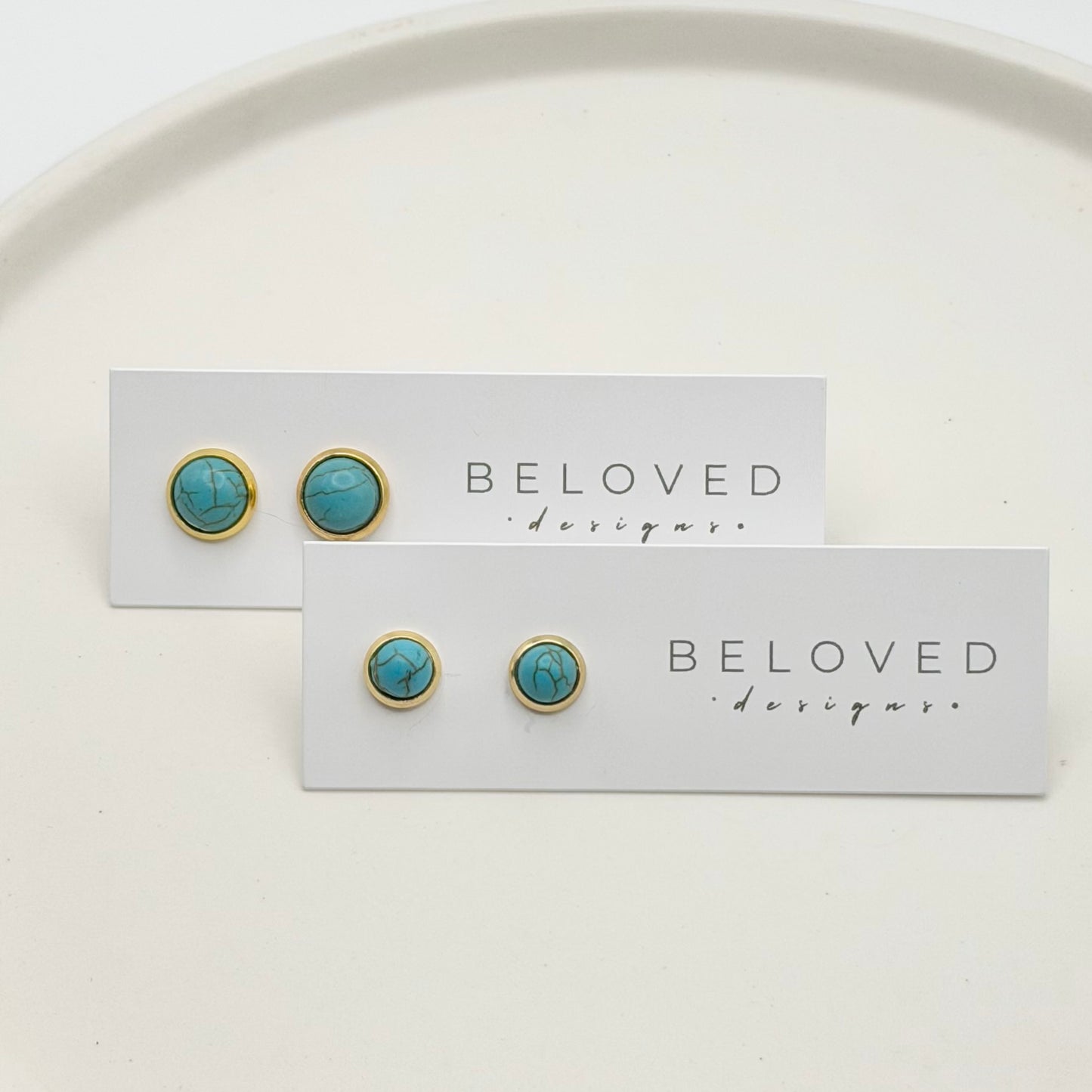 Turquoise Stud Earrings | Gold