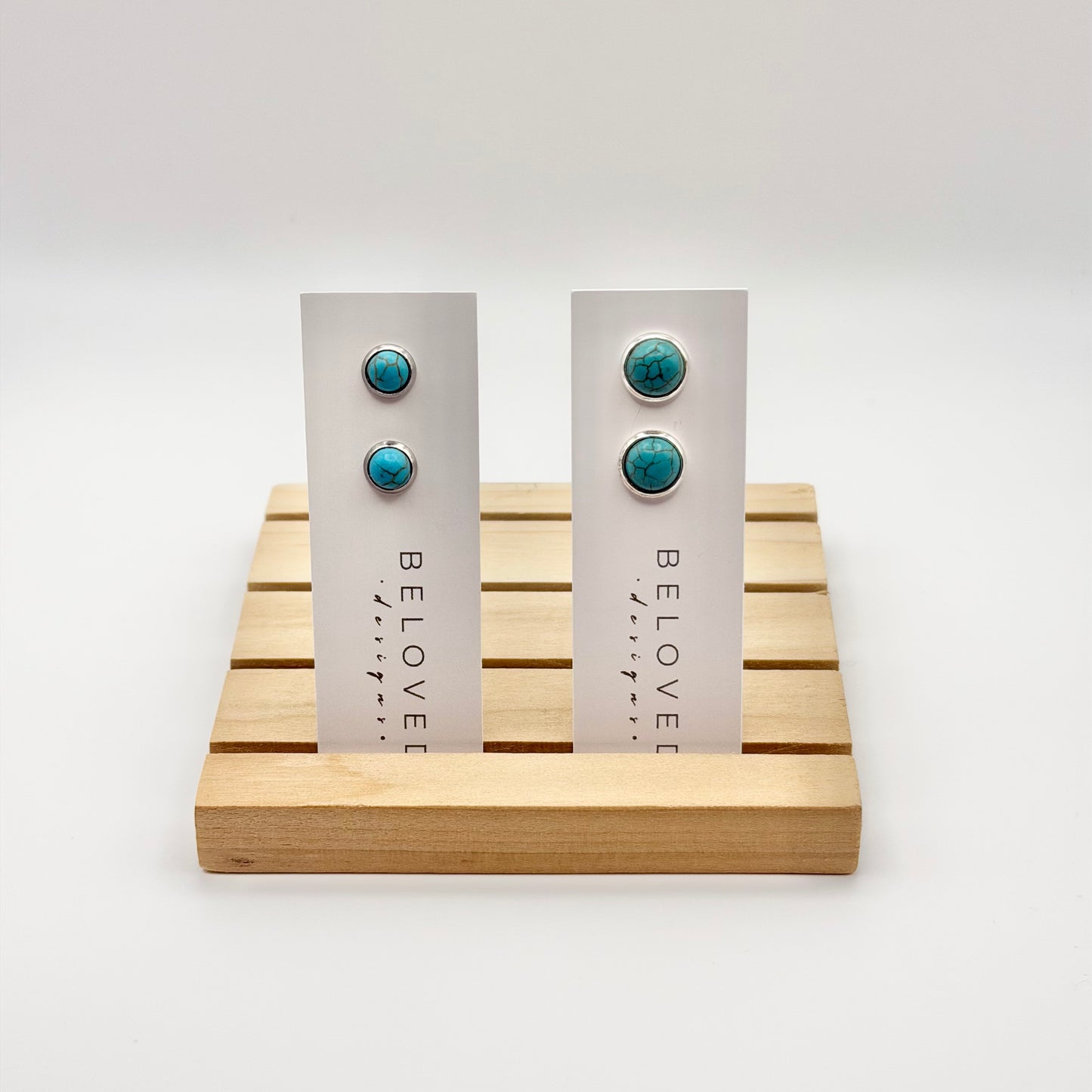 Turquoise Stud Earrings | Rhodium