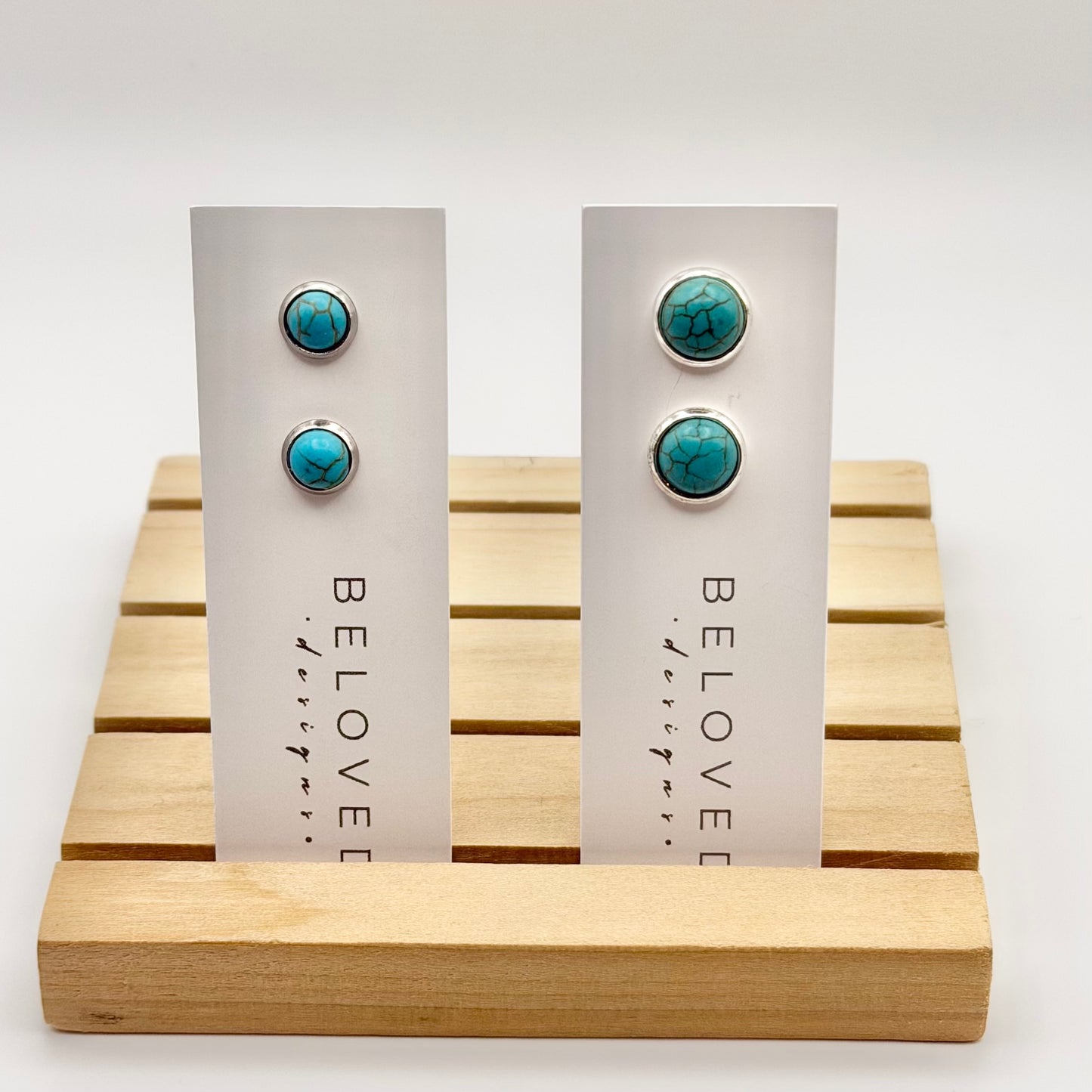 Turquoise Stud Earrings | Rhodium