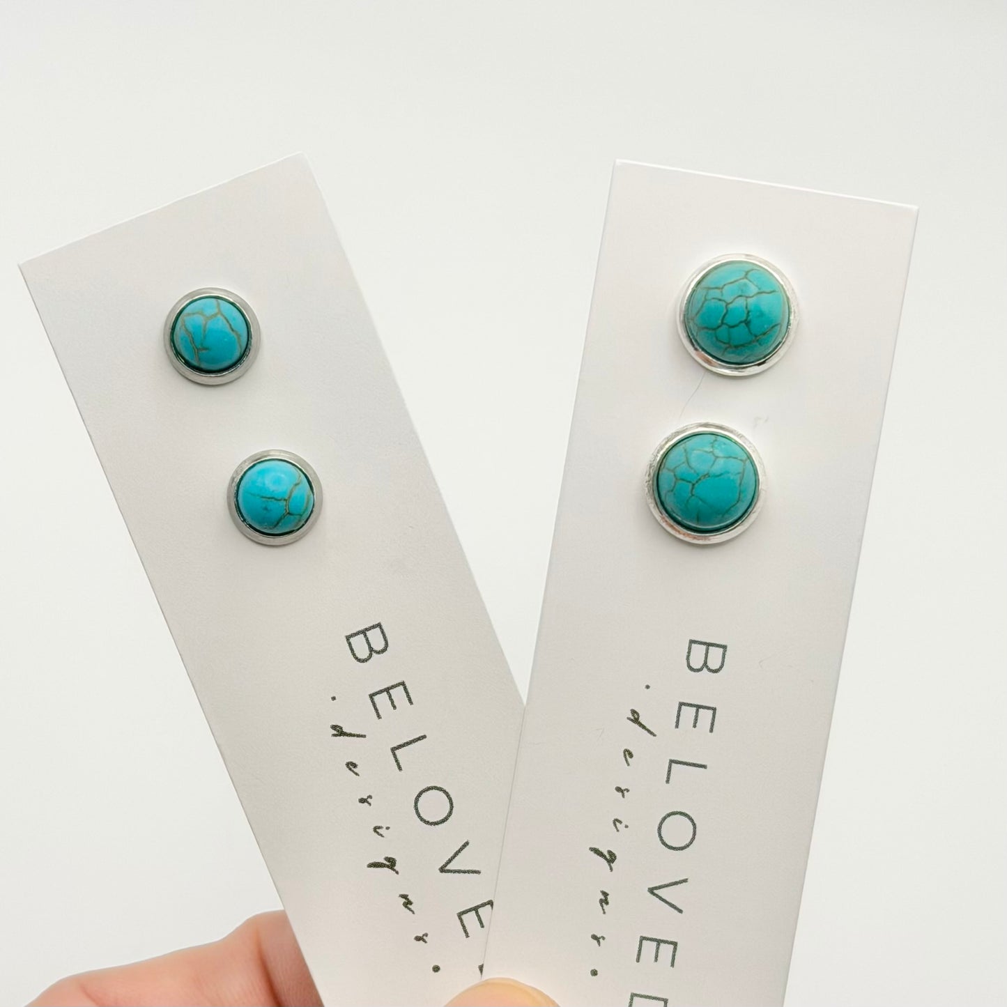 Turquoise Stud Earrings | Rhodium