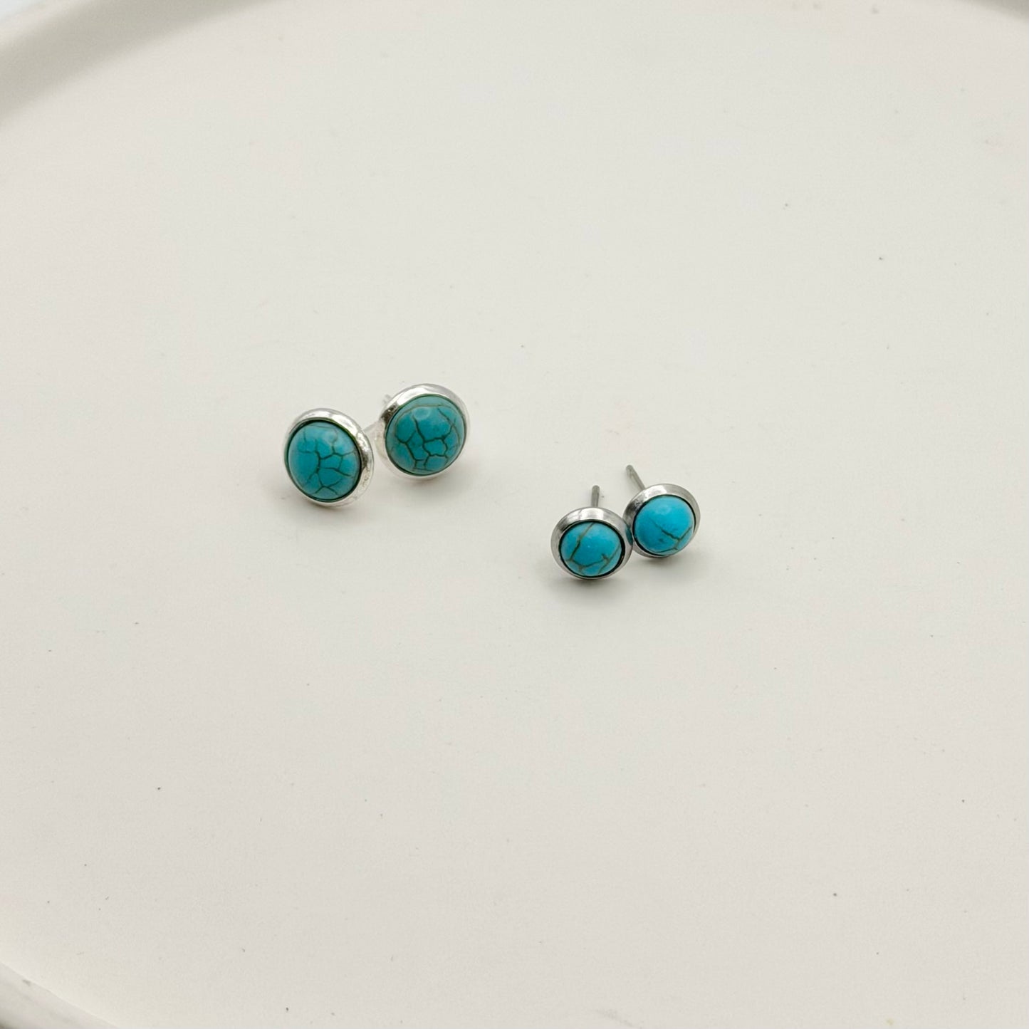 Turquoise Stud Earrings | Rhodium