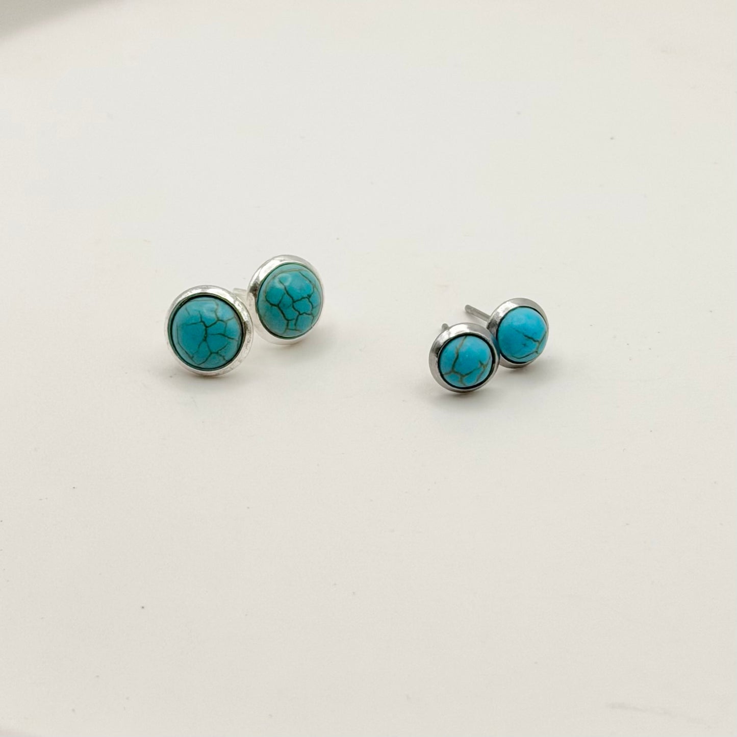 Turquoise Stud Earrings | Rhodium